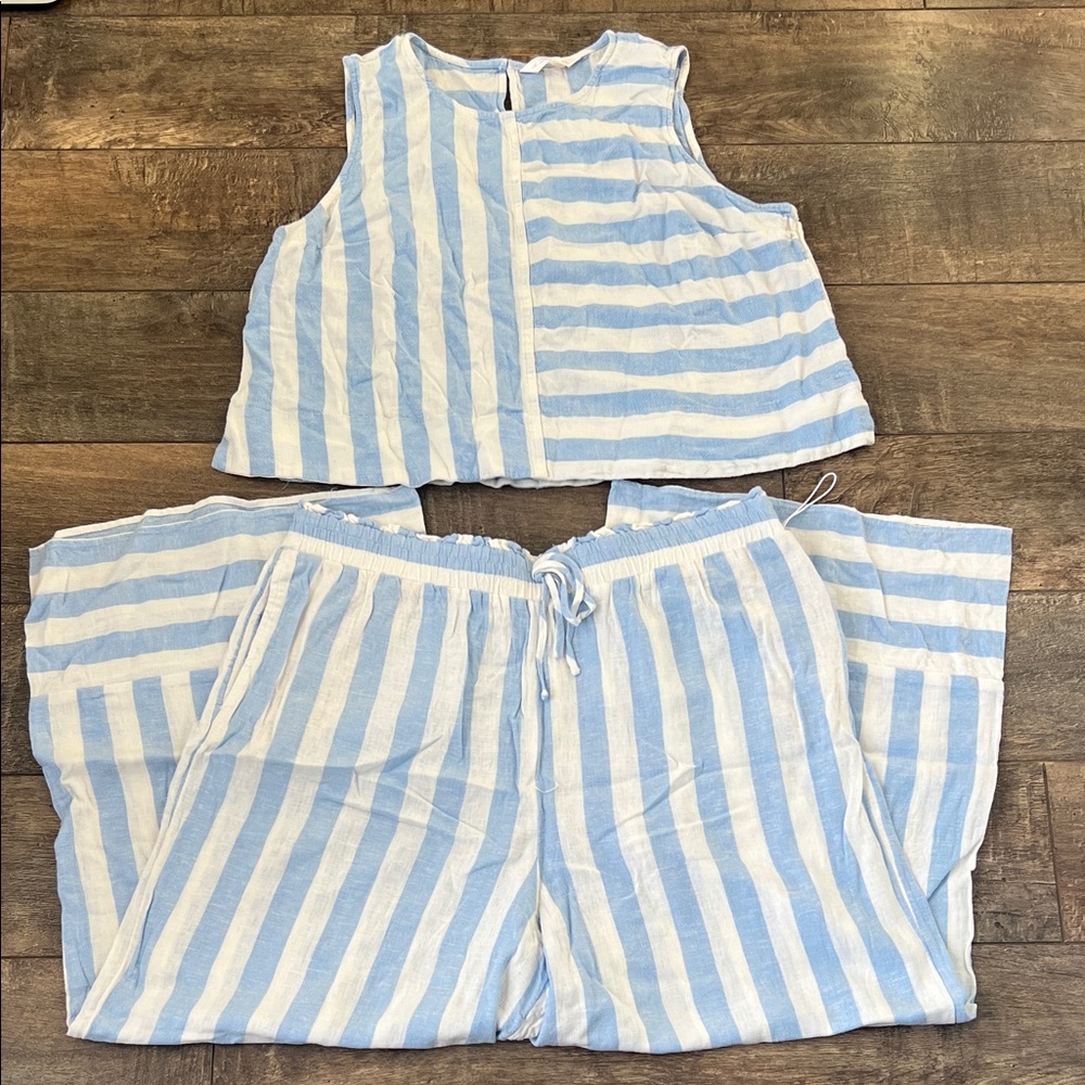 LC Lauren Conrad Blue and White Striped Set